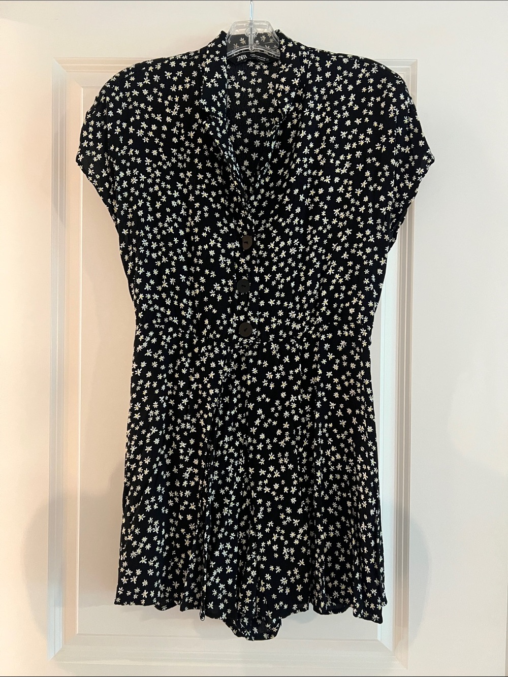 Zara Black and White Floral Button Romper